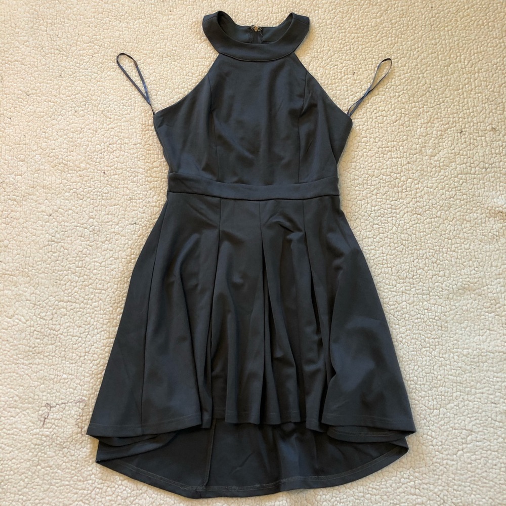 🏝 Grey High-Low Halter Dress
